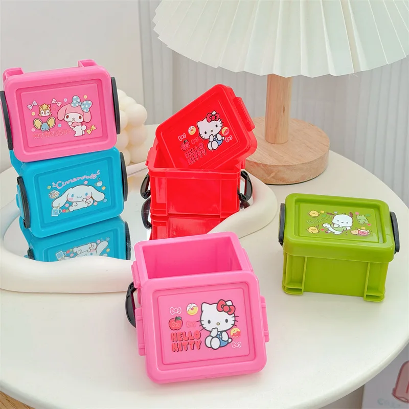 Sanrio Hello Kitty boîte de rangement de ruban de compte à main boîte de papeterie de dessin animé Mini boîte de rangement de bureau petite boîte carrée cadeaux pour fille