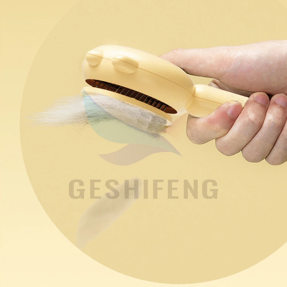 

Pet Hair Comb Cute Stainless Steel Hair Removal Brush One Click Floating Hair Removal Comb for Cat Dog