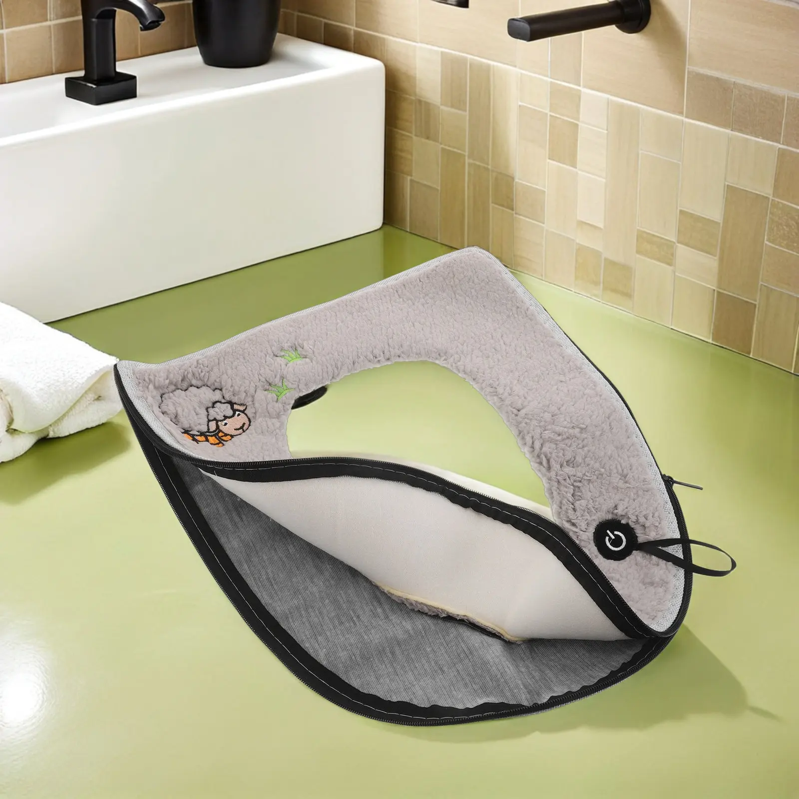 

Утолщенное универсальное моющееся сиденье для унитаза с ручкой на молнии, мягкая подушка для домашнего туалета