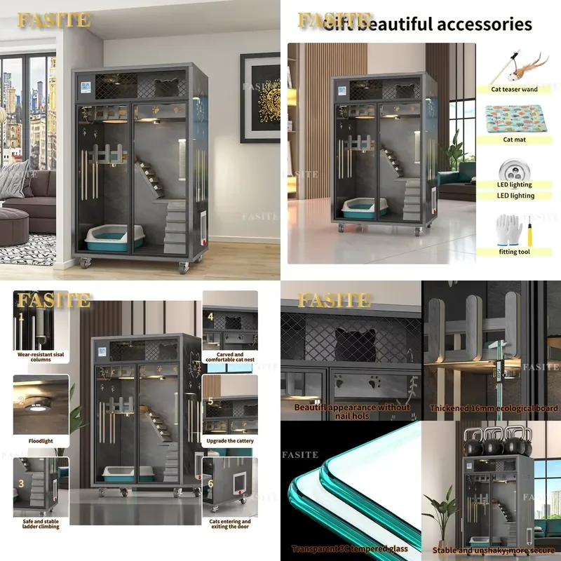 For Cat Multi-Storey Wooden Villa Modern Luxury Pet Cage House Indoor Furniture Suitable for Family Living Room Stylish
