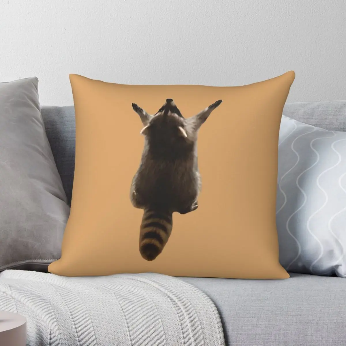 Racoon With God Complex Square Pillowcase Polyester Linen Velvet Creative Zip Decor Home Cushion Cover