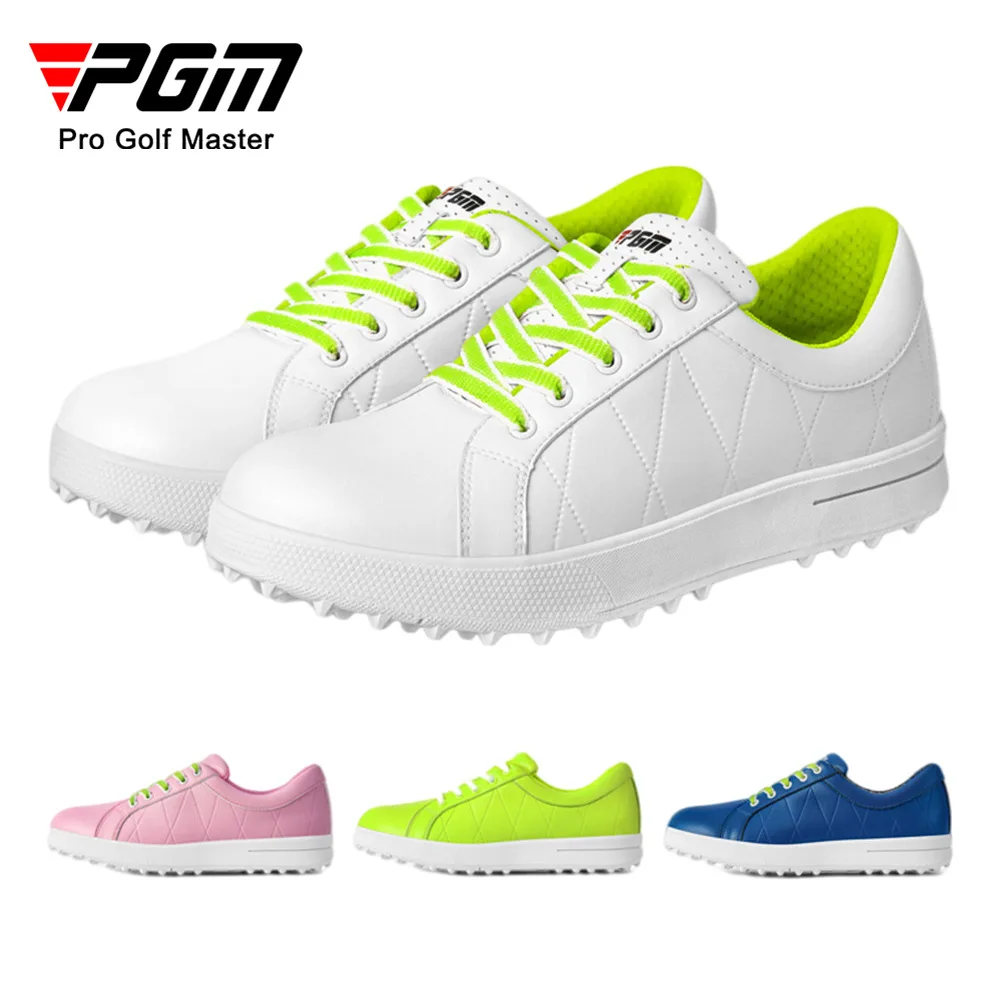 PGM Women Golf Shoes Rubber Midsole Ultra Fiber Leather Breathable Waterproof Spikeless Casual Sports
