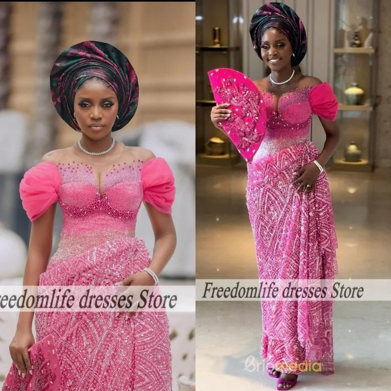 

Вечерние платья Aso Ebi, роскошное африканское свадебное платье с блестками и бисером, нигерийское платье для выпускного вечера, robes de soirée по индивидуальному заказу