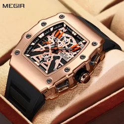 MEGIR Luxury Outdoor Sport Wristwatch for Men Silicone Waterproof Watches Quartz Wrist Watch Male Clock Military Watch 2218