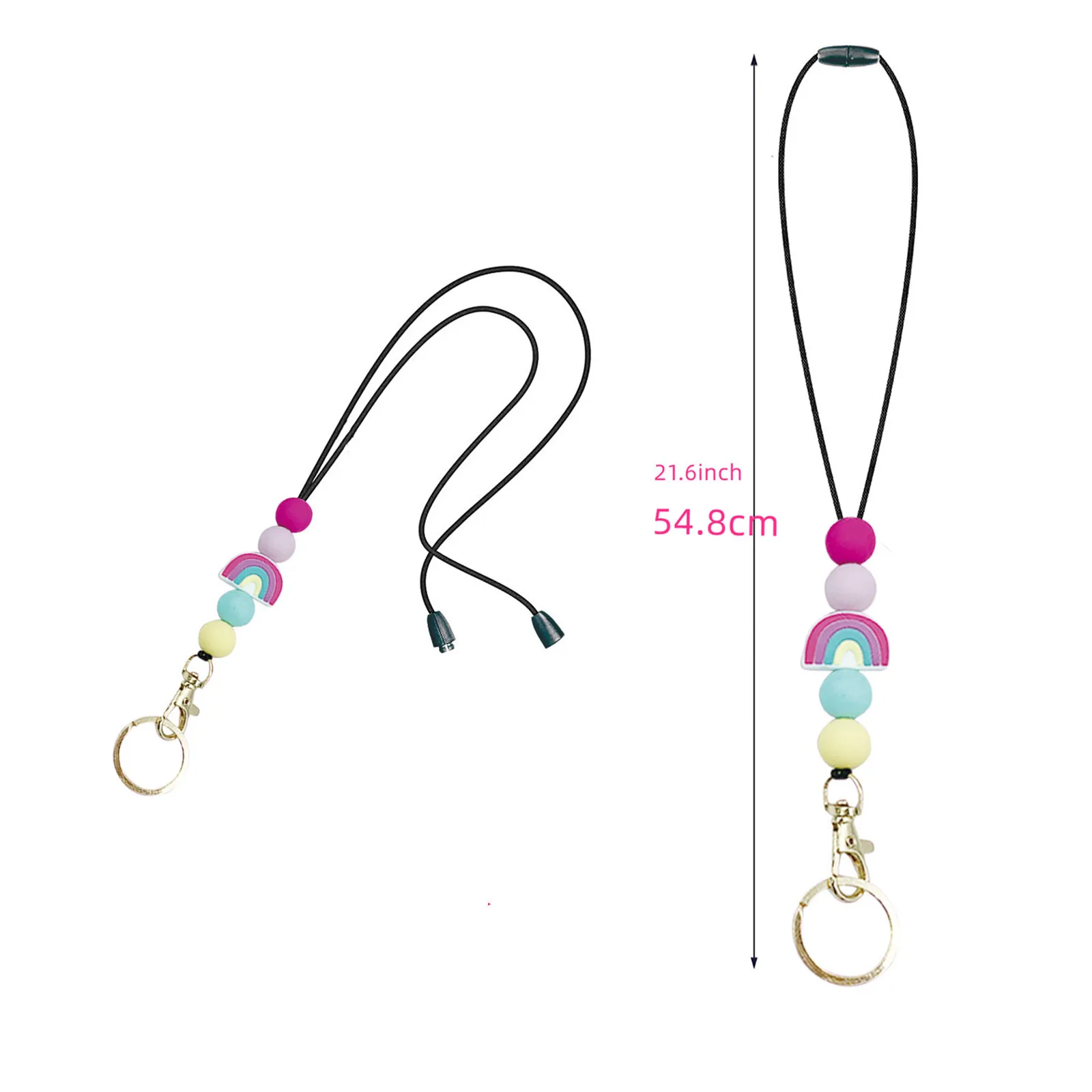 Teacher Lanyards For ID Badges And Keys Cute Beaded Lanyards With Keychain Silicone Beaded Keychain For Women Girls