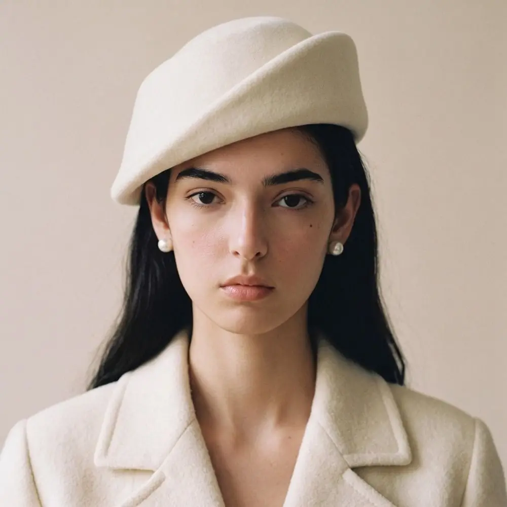 Uniform Stewardess Hat Hepburn Style Wool Pillbox Hat Elegant Teardrop Fedora Hat Versatile Air Hostess Medicine Box Hat Ball