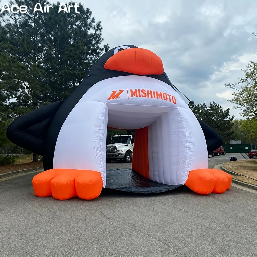 Tunnel de pingouin gonflable géant personnalisé, modèle de pingouin mignon, tente gonflable pour événements en plein air