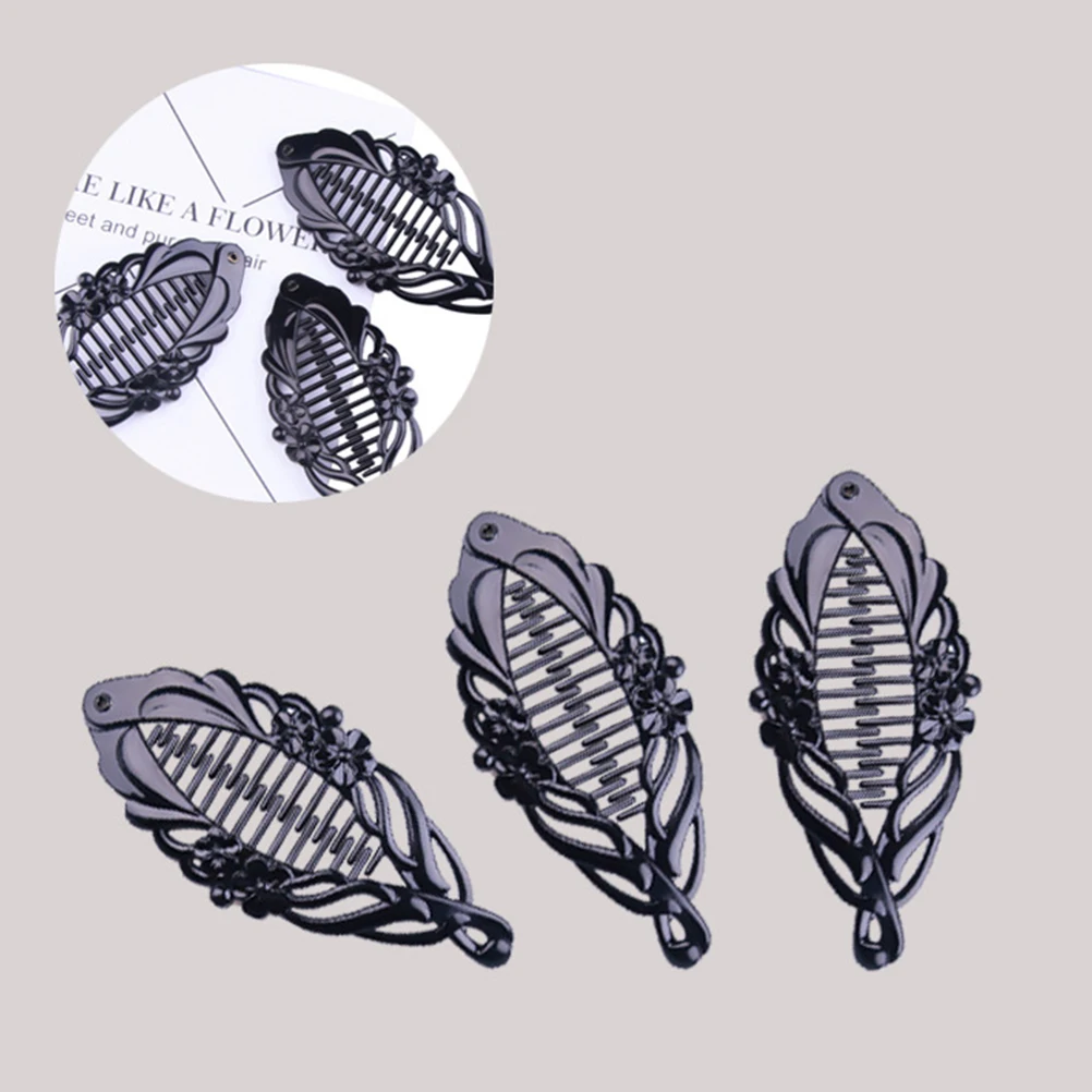 

5pcs Floral Banana Hair Clips Black Medium Durable Non Slip Hairpin Creative Women Girls Party Wedding Occasion Hair Accessories