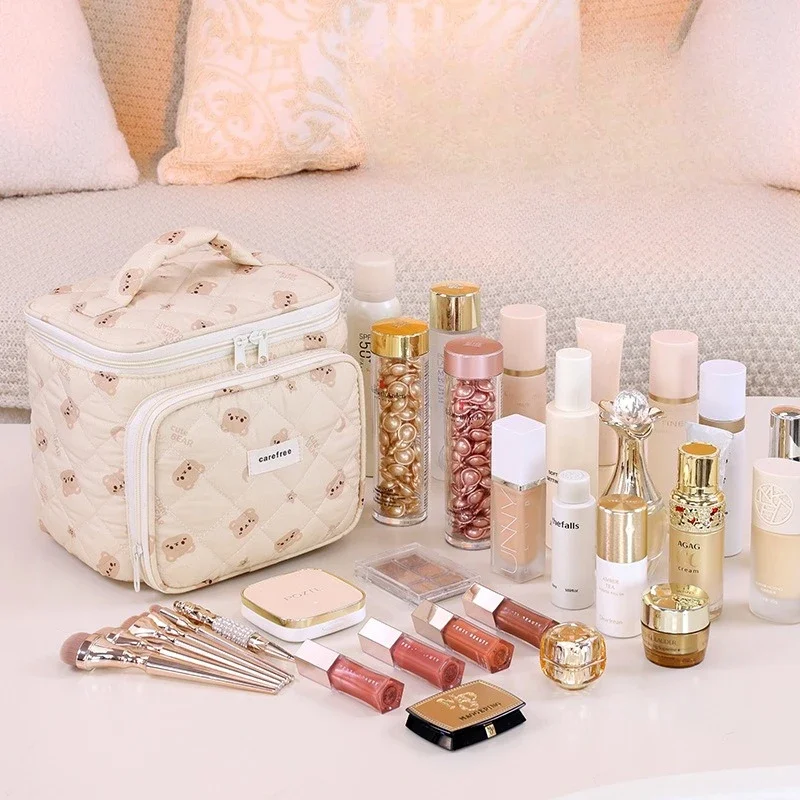 Women's new multifunctional cartoon makeup bag divided storage Cosmetics organizer, travel essential toiletries bag Pencil cases
