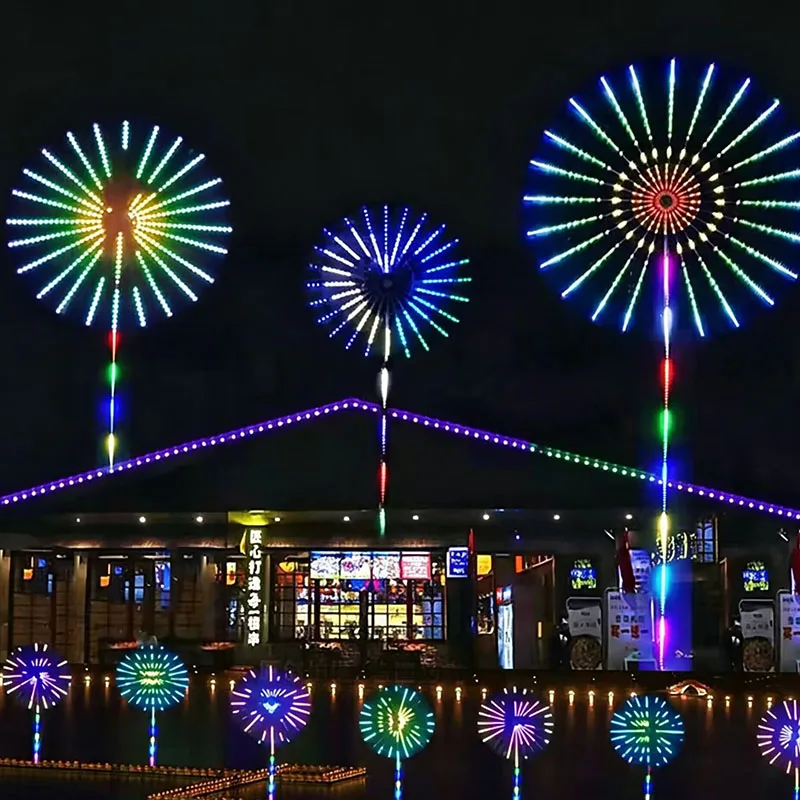 Outdoor Landscape Decoration Double‑Sided Programmable Windmill Rotating Firework LED Strobe Light for Public Scenic Spot