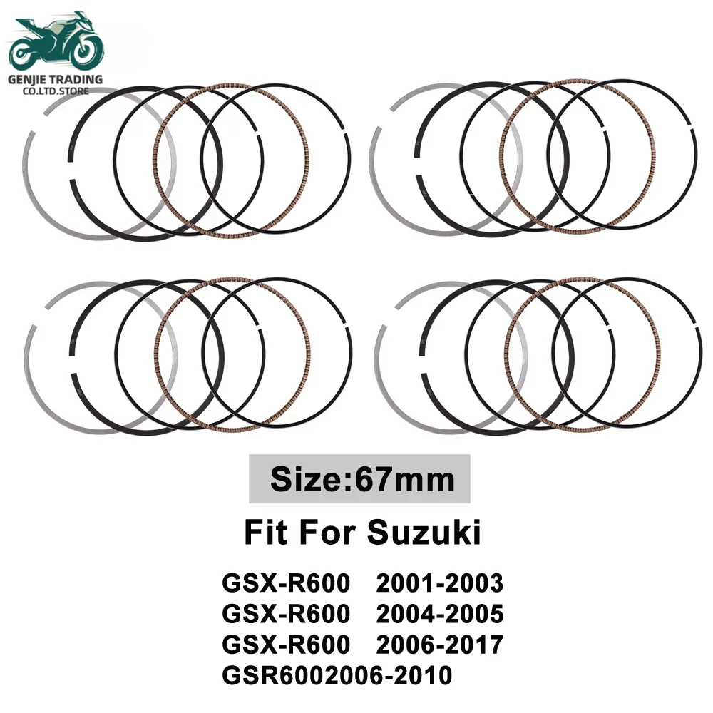 For Suzuki GSX-R600 67mm 1/2/4pc Motorcycle Engine Piston Rings GSXR600 01-05 GSXR 600 06-2017 GSR600 2006-2010 12140-39F00-000