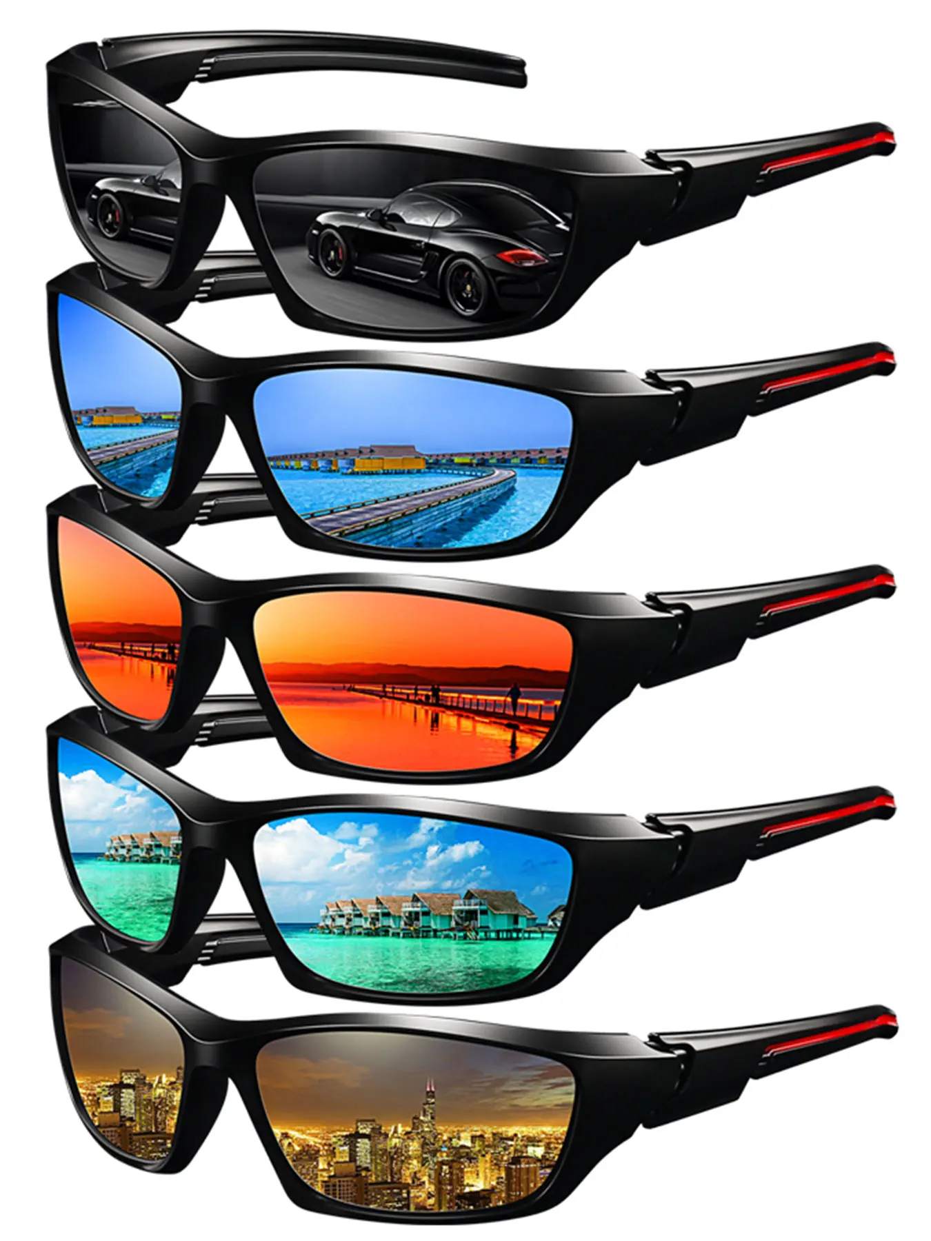 AliExpress SNQP 5 PCS Fashion Vintage Driving Fishing Cycling Sports Sunglasses Men Women Running Mountaineering Sport Sun Glasses UV400 Eyewear