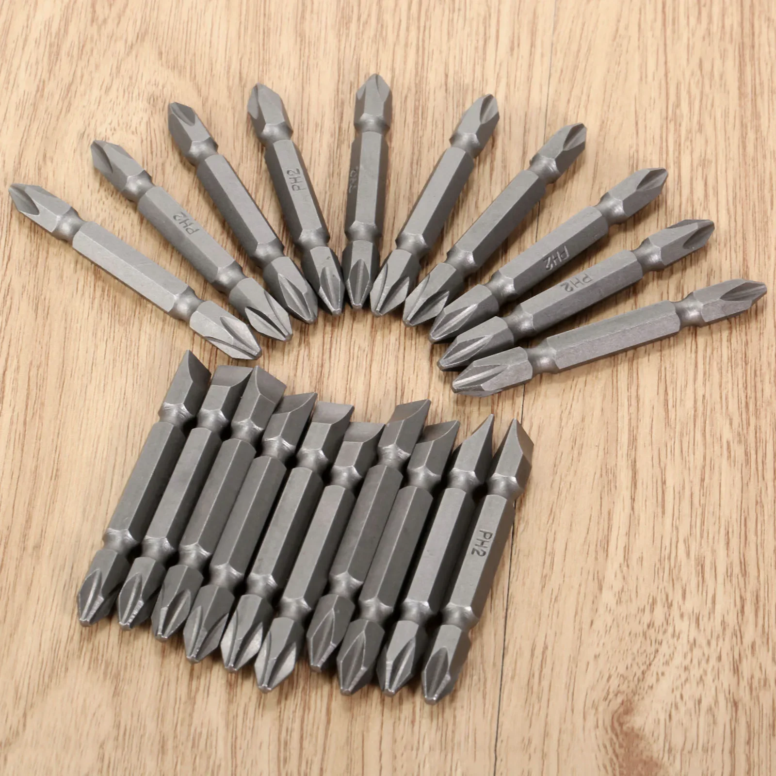 10Pcs 65mm PH2 Magnetic Phillips Double End Screwdriver Bit 1/4\