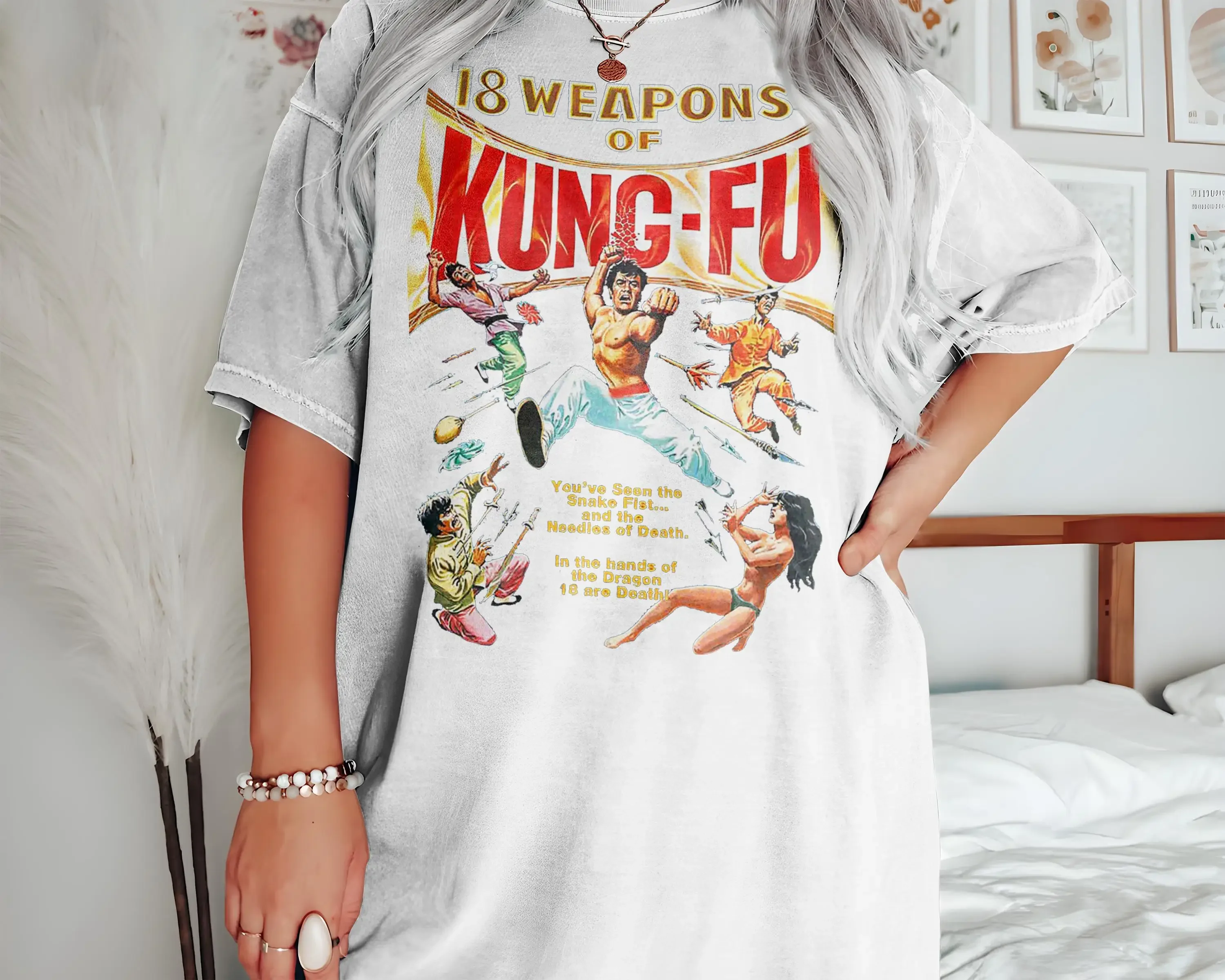 18 Weapons of Kung Fu V1 Vintage Movie Poster T Shirt 8 Colors Film Lover All Sizes S 5XL