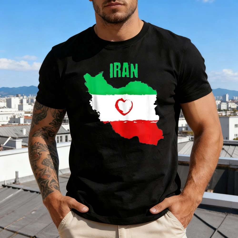 Iran Heart Map Flag Printed Tshirt Iranian Persian T-Shirt Patriotism Men Women Daily Life Cotton Shirt O-neck Hot Sale Tops
