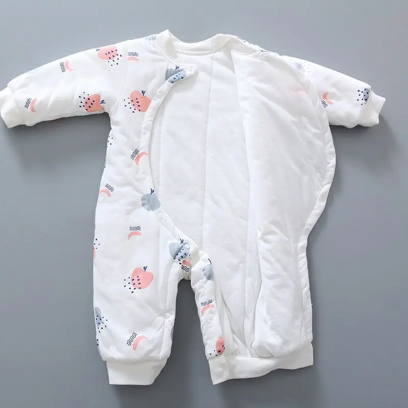 Autumn Winter Baby Onesies Pure Cotton Boy Girl Baby Romper Three-layer Quilted Newborn Long Sleeve Romper Snap Button Jumpsuits