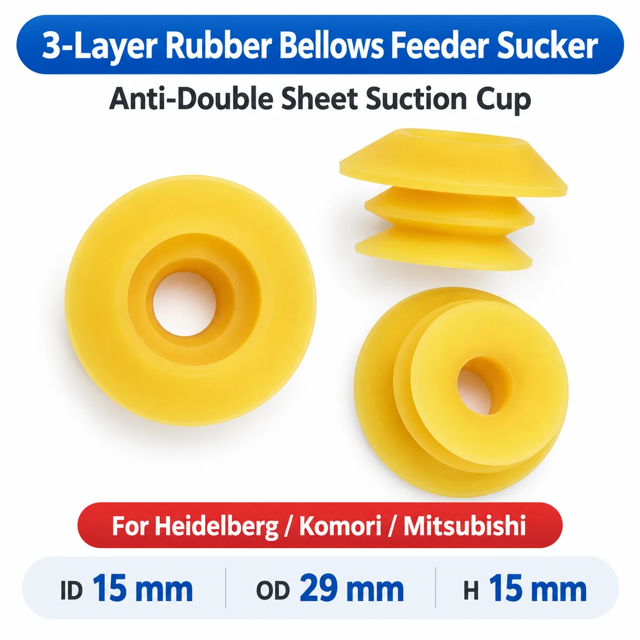 100pcs Offset Printing Machine Parts For Heidelberg sucker Double nozzle Anti-double nozzle Polyurethane Silicone Sucker