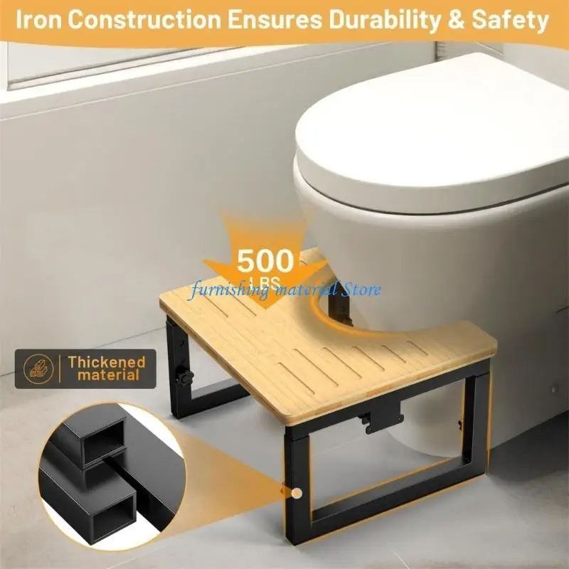 Y5GD Lightweight Foldable Toilet Risers Stool Adjust Height Iron Frame for Home