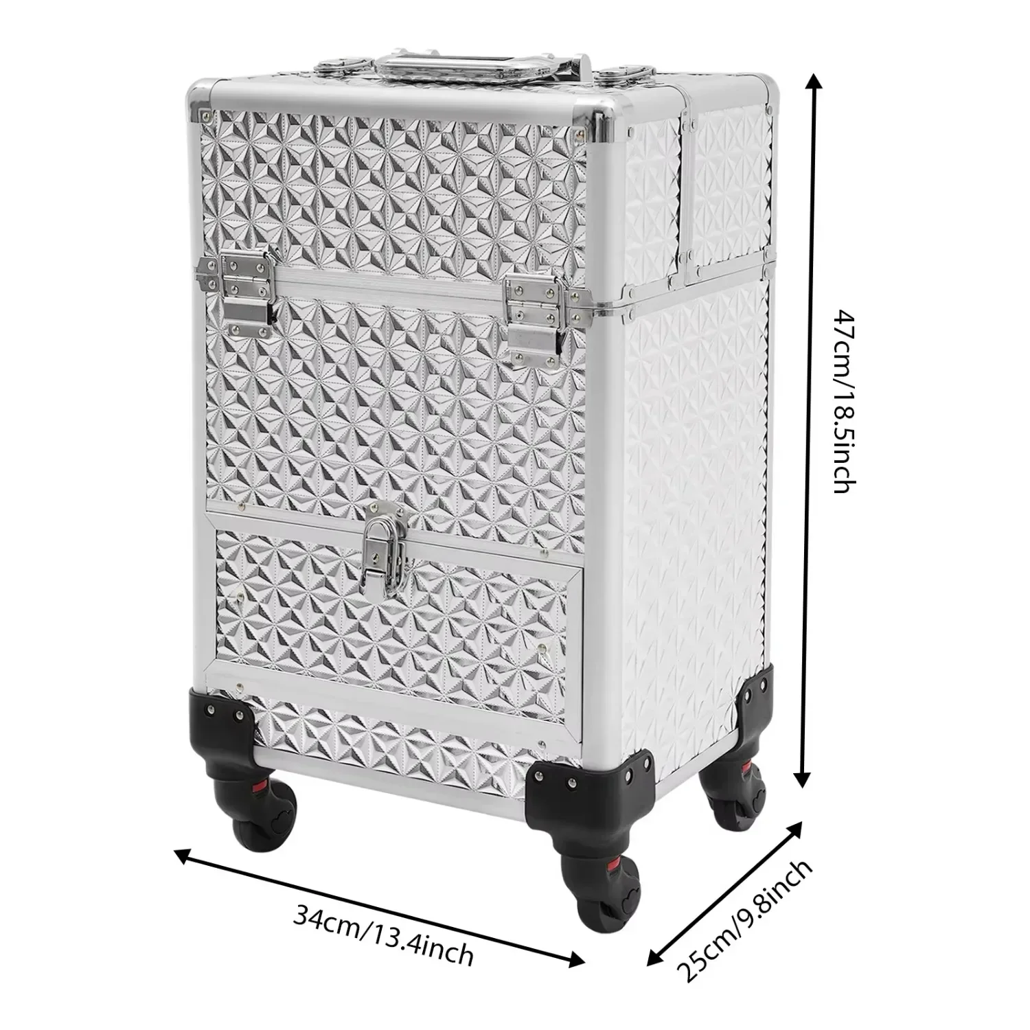 Rolling Nail Case Wheeled Manicure Storage Case Polish Organizer 44.09lbs Professional Makeup Trolley for Studio