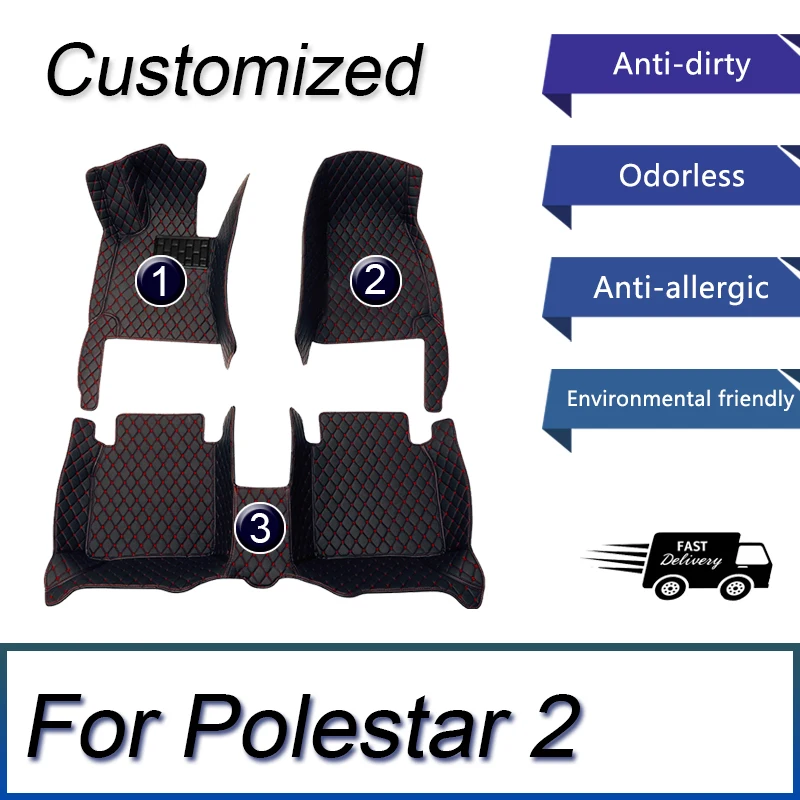 Custom Automotive Car Floor Mats For Polestar 2 2020 2021 2022 Auto Luxury Leather Men Women Car Mats Full Coverage