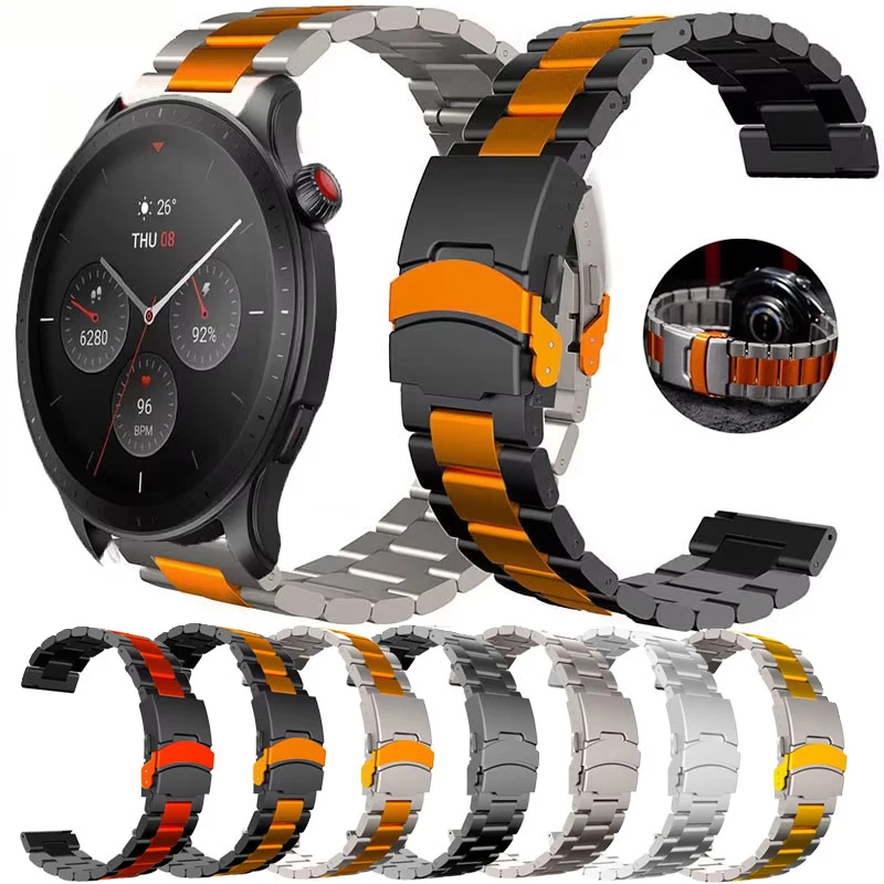 22mm Stainless Steel Strap For Amazfit GTR 4 3 2 2e/Balance 2/Stratos Pace 2 3 Metal Band For Amazfit Bip 6 5/Cheetah Pro/Round