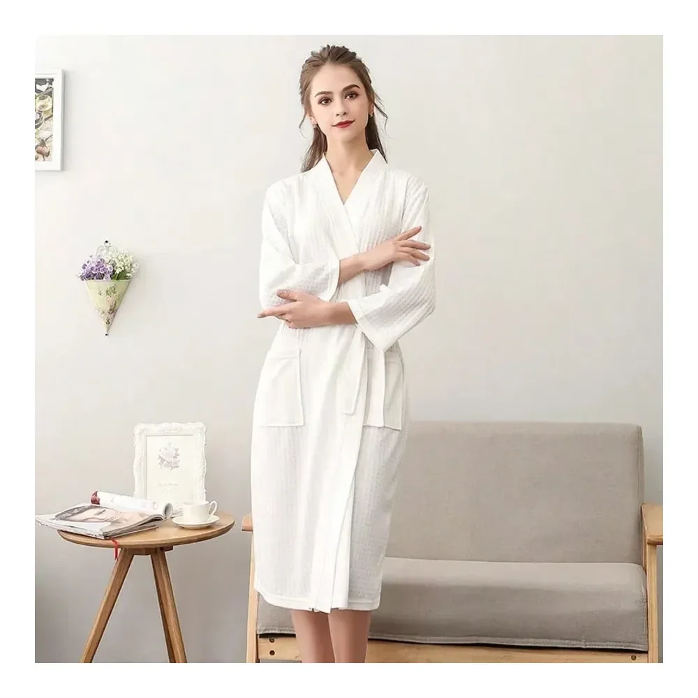 

Lightweight Fashionable Bathrobe For Home And Beach, QuickDrying SkinFriendly Bathrobe, Couple Home Clothes, Simple Grid Bathro