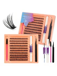 DIY Lash Extensions Kit Mink Lashes Cluster 180Pcs Cluster with LashBond and Seal and LashApplicator and Eyelash Brush