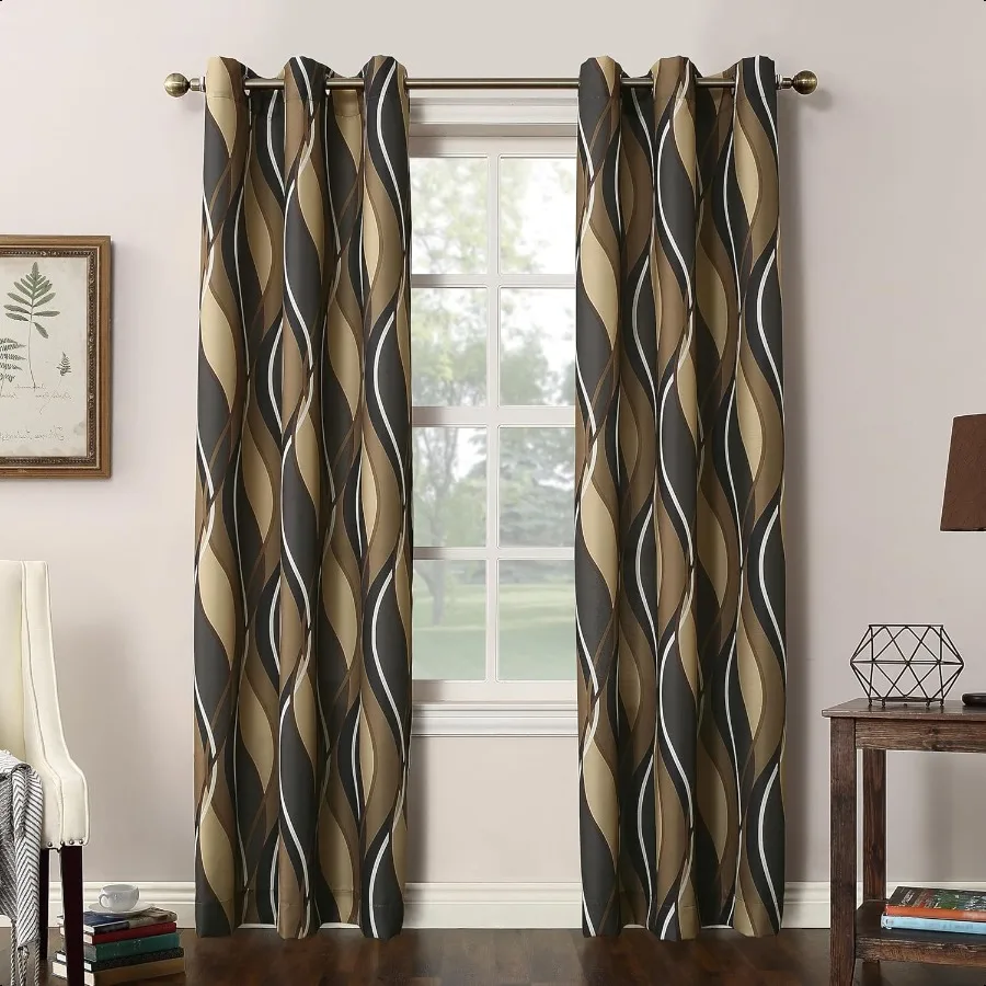 

Intersect 2Pack Ogee Print SemiSheer Grommet Curtain Panel Pair