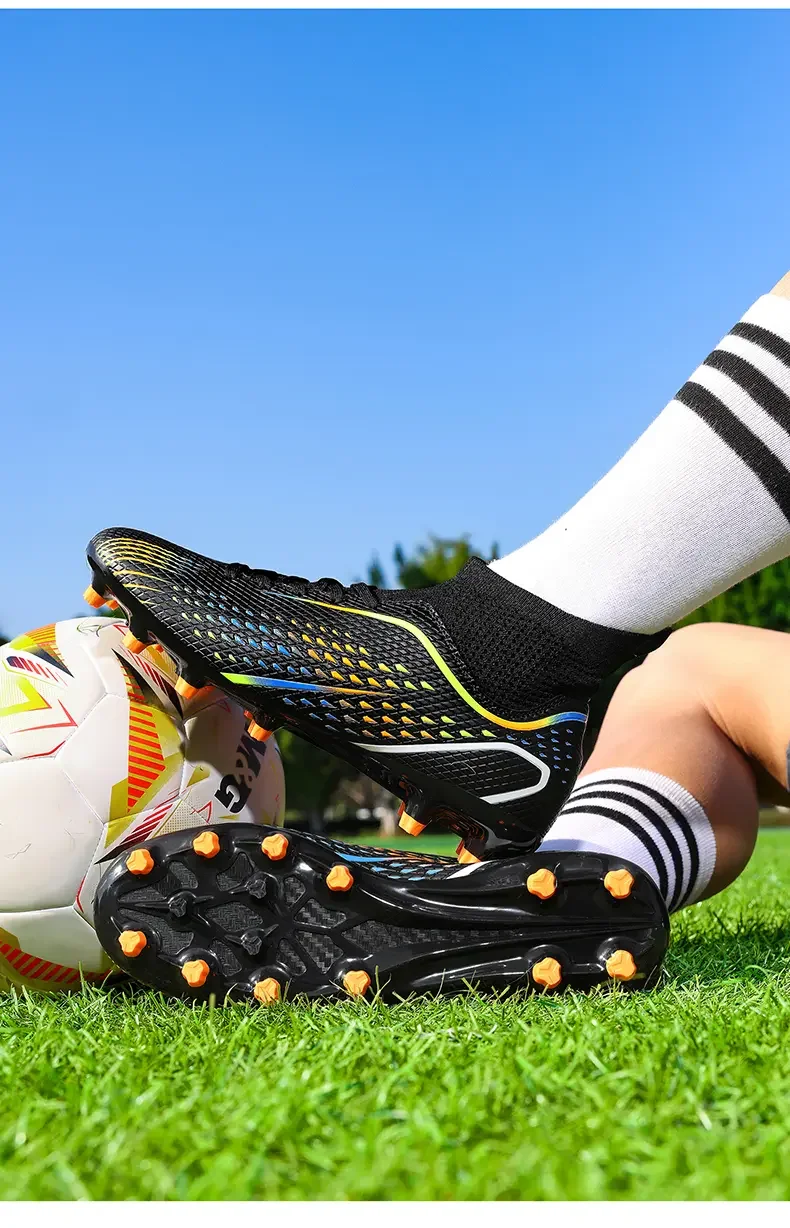 

Teen Soccer Cleats With Dual Long Turf Studs, Strong Field Traction, Lightweight Flexible For Daily Football Sports And Matches