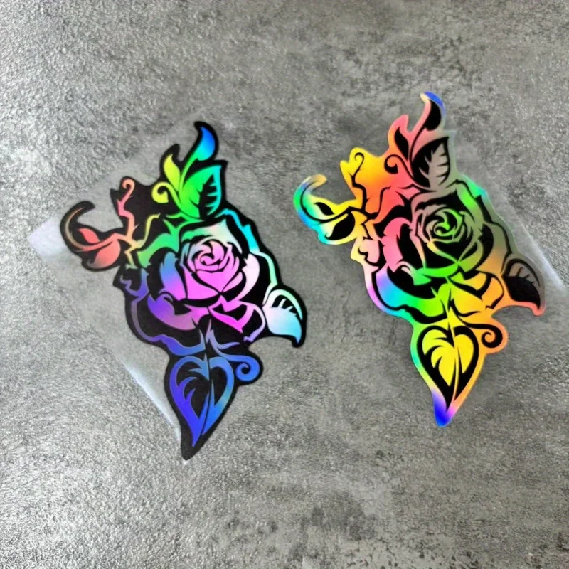 

1 шт., графическая голографическая наклейка с розой для мотоцикла, автомобиля, индивидуальное украшение, аксессуар для любителей цветов