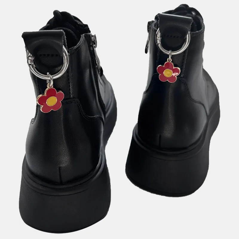 2pcs Oil-Drip Flower Shoe Buckle Boots Accessory Detachable Pendant Metal Shoe Pendant Small Red Flower Metal Charm Heel Decor
