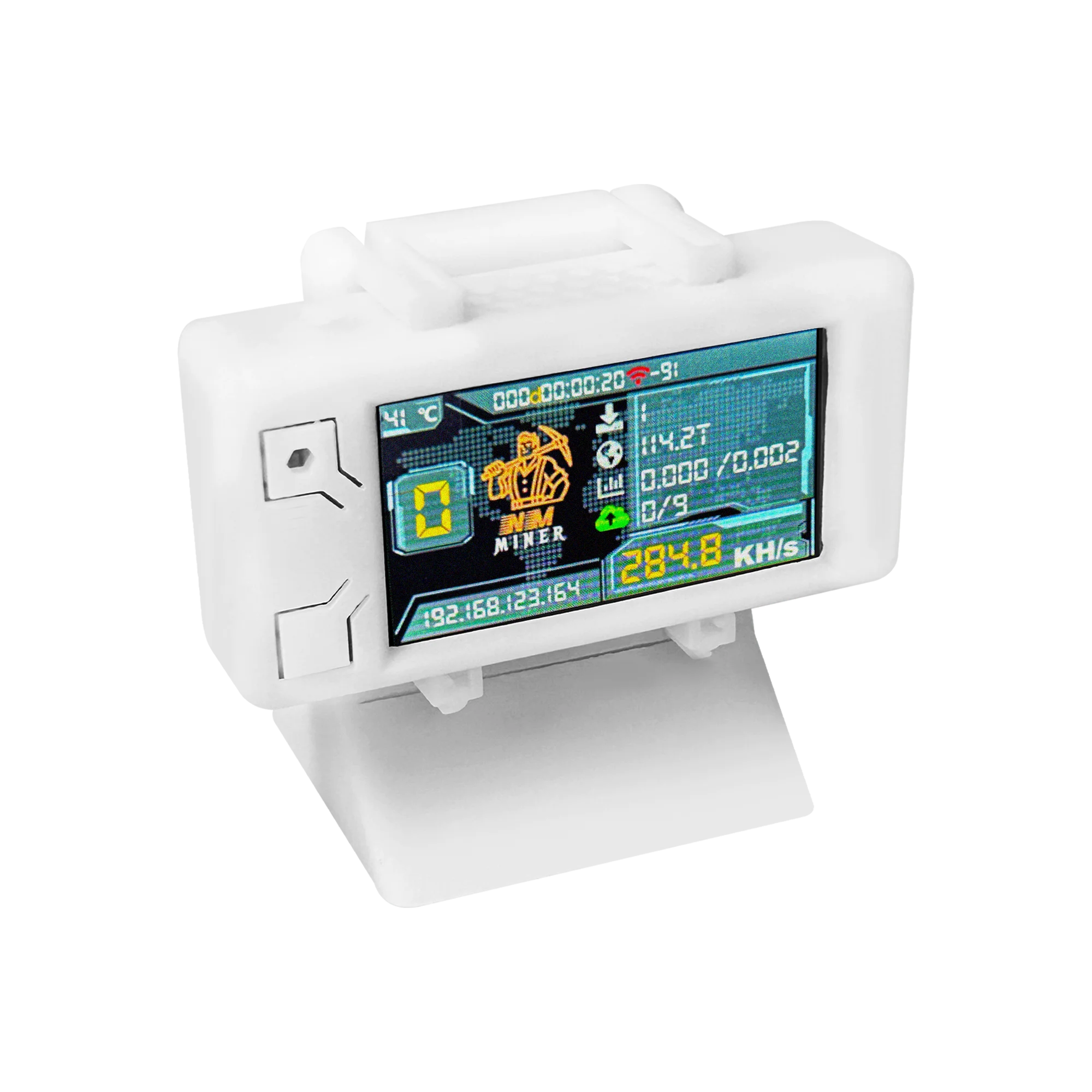 Miner for computer nerd White Shell Crypto bitcoin Solo Lottery Vision Master T190 Win BTC with 385KH/s ESP32 WiFi Connection