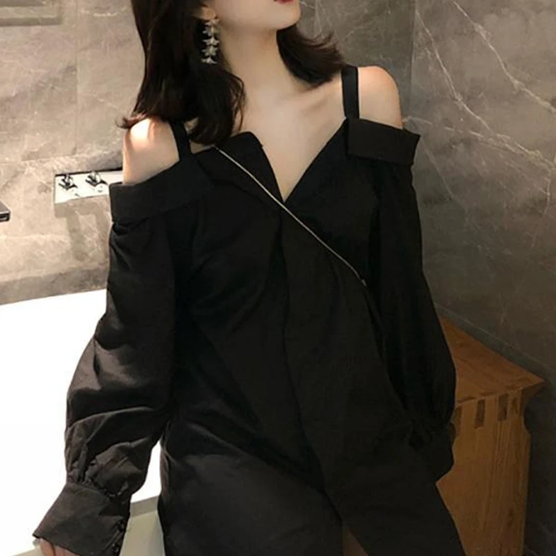 2023 Spring Autumn Solid Color Fashion Slash Neck Long Sleeve Shirt Dress Women Casual Off Shoulder Button All-match Vestidos