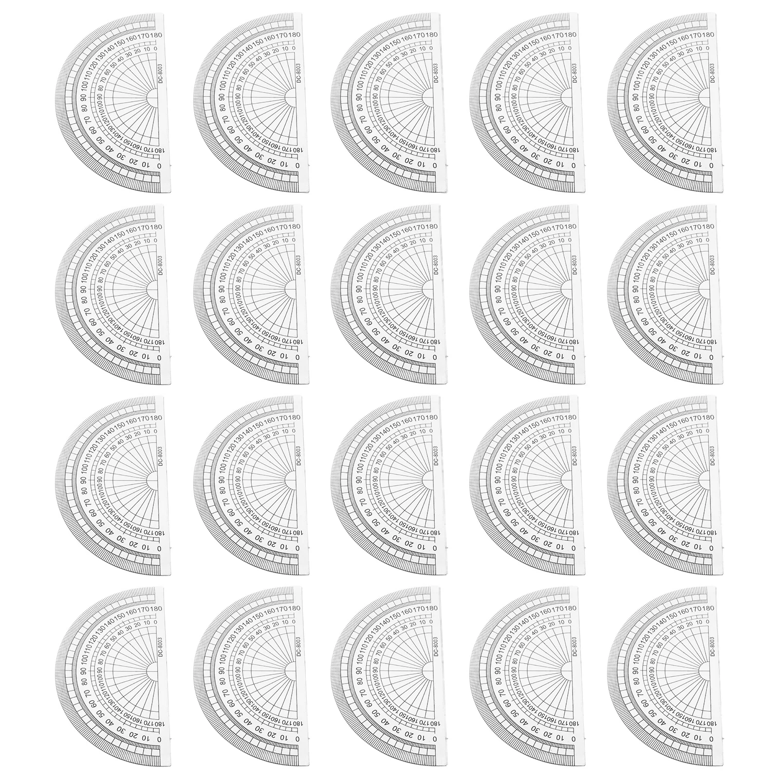 

20 pcs Plastic Protractor Rulers 180 Degrees Angle Measurement Office School Students Teachers Math Classroom Gifts