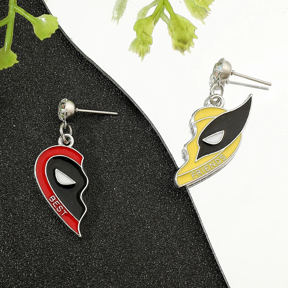 New Marvel Superhero Deadpool Wolverine Earrings Fashion Personalised Cold Girls Earrings Marvel Fan Gift