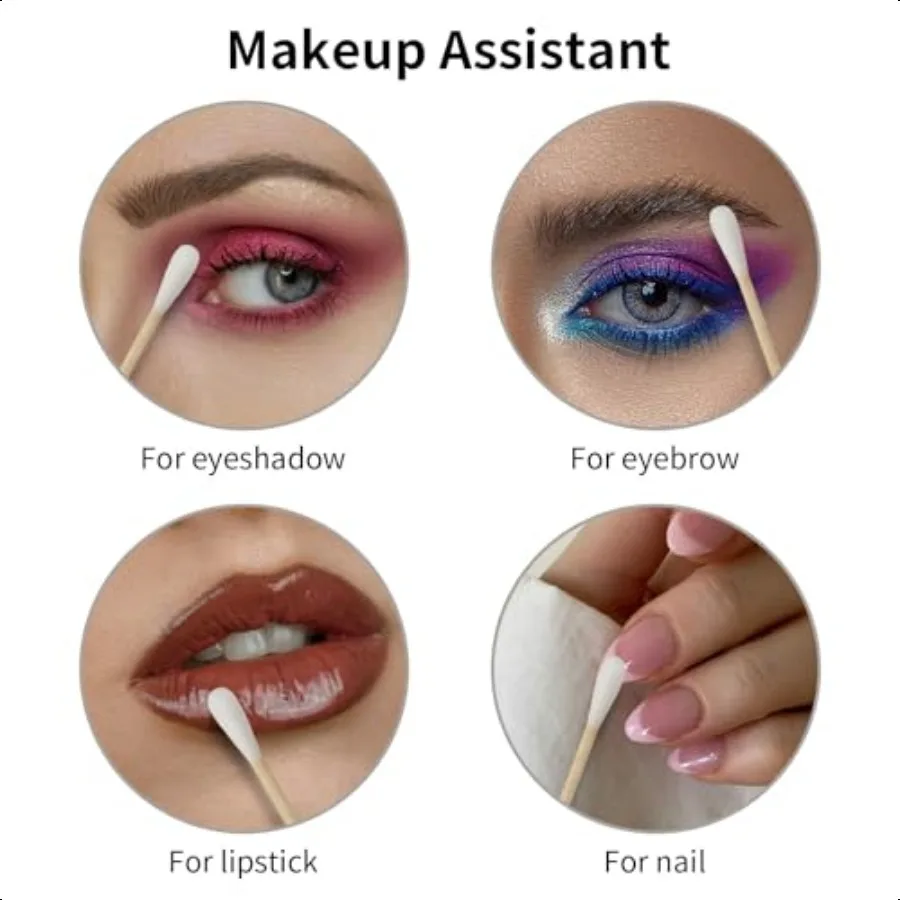 Tamponi di cotone lunghi da 300 pezzi 6 bastoncini di cotone per pulizia con bastoncini di legno Applicatori di punte per ombretti microblading precisi Microswa