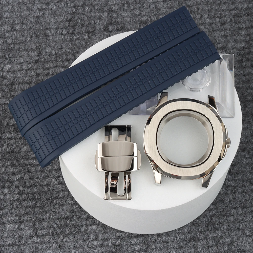 

Sapphire 42mm NH35 Case Strap For Aquanaut Stainless Steel For Nautilus Seiko NH35 NH36 NH38 Movement Waterproof Rubber Bracelet