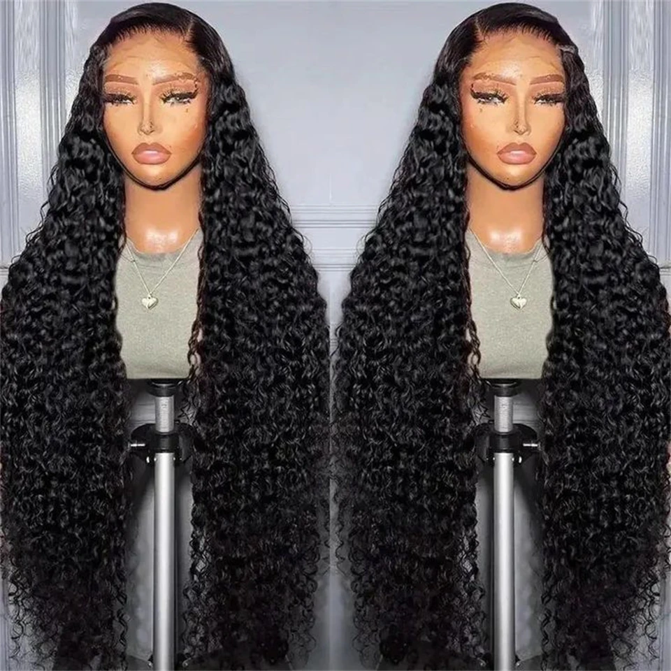 13x6 Hd Lace Front Wigs 100% Human Hair Deep Wave Glueless Wigs Natural Color 30 34 Inch 13x6 Curly Human Hair Wig 200% Density