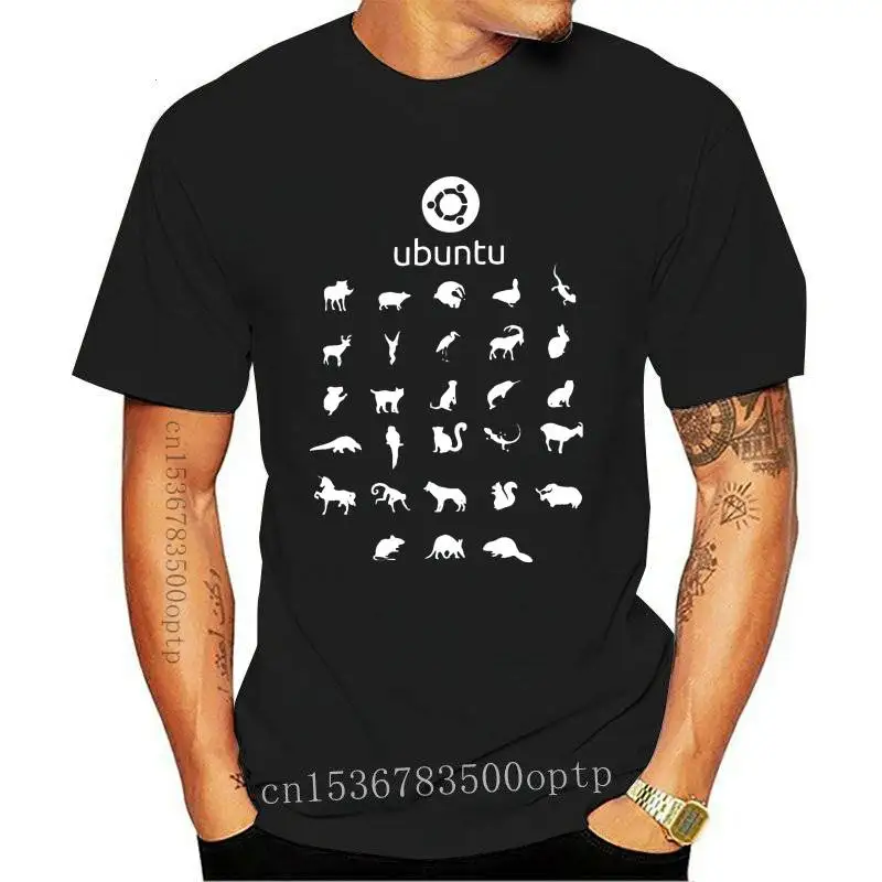 Tee Mens  Fashion Style T-Shirt Funny Ubuntu Linux Releases T Shirts For Men Crew Neck Cotton   Distro Linux Debian