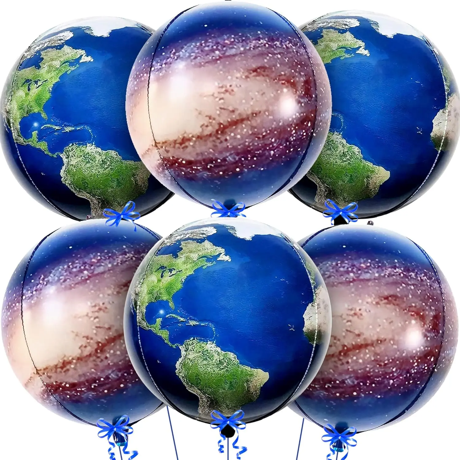 Globe and Galaxy Balloons - 22 Inch, Pack of 6 | Earth Day Decorations | World, Planet Balloons for Travel Themed Party Decora