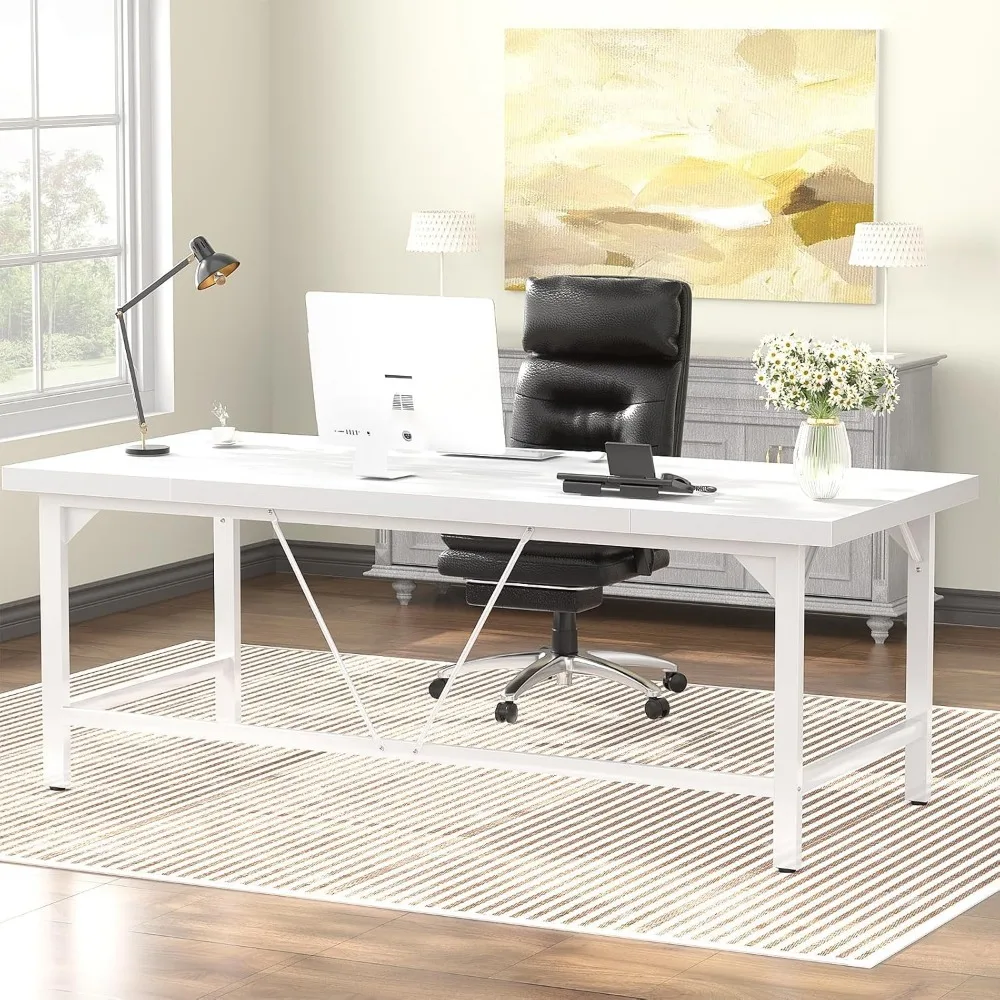 

Large Office Desk, 70.8 x 31.5 Inch Extra Long Executive Computer Desk, Heavy Duty 2 Person Desk, Premium Super Thick St