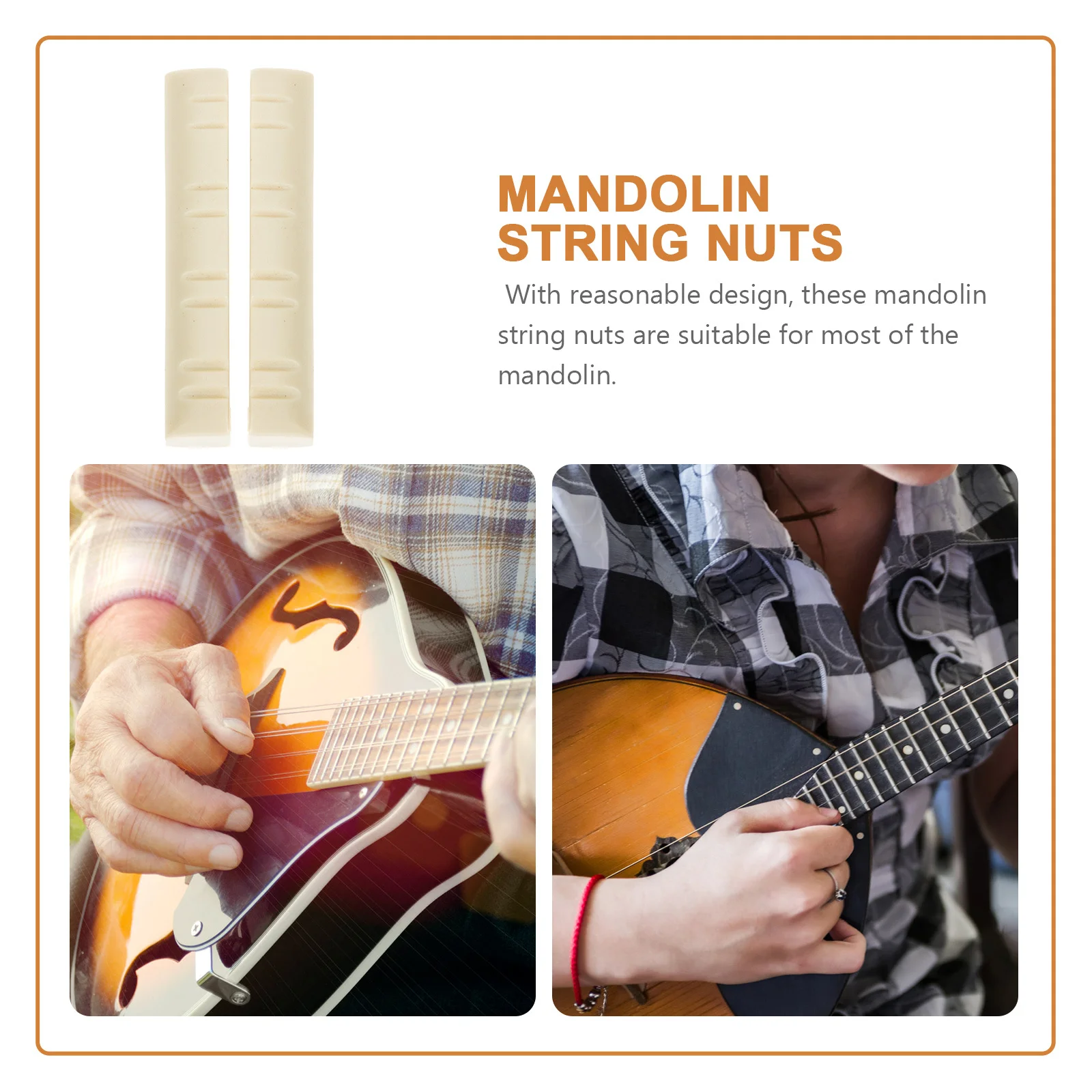 

2Pcs Mandolin String Nuts Wear-Resistant ABS Support Clear Tone Mandolin Replacement Accessories Bridge Nut String Nut