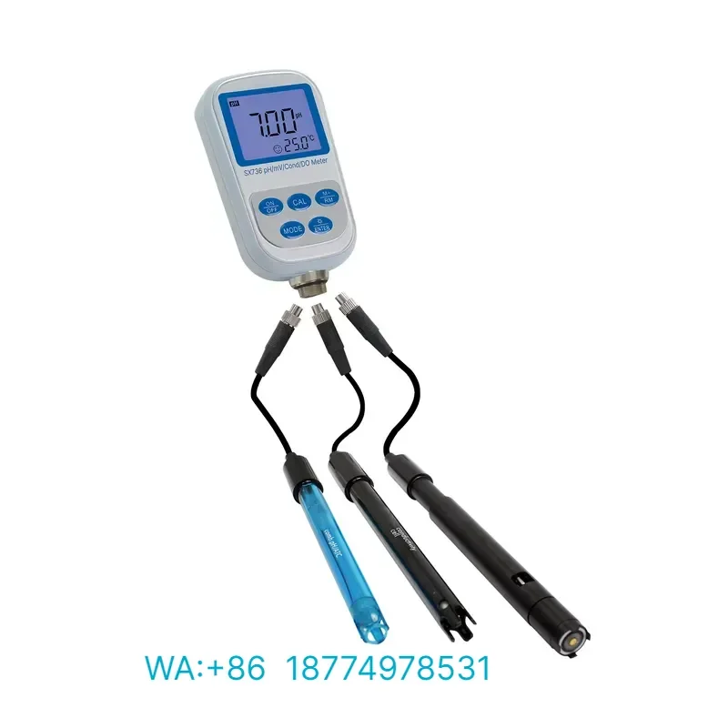 for NADE SX736 2.00 to 19.99 pH Laboratory 7-in-1 High Accuracy Portable Handheld PH Conductivity DO Meter Kit for Water
