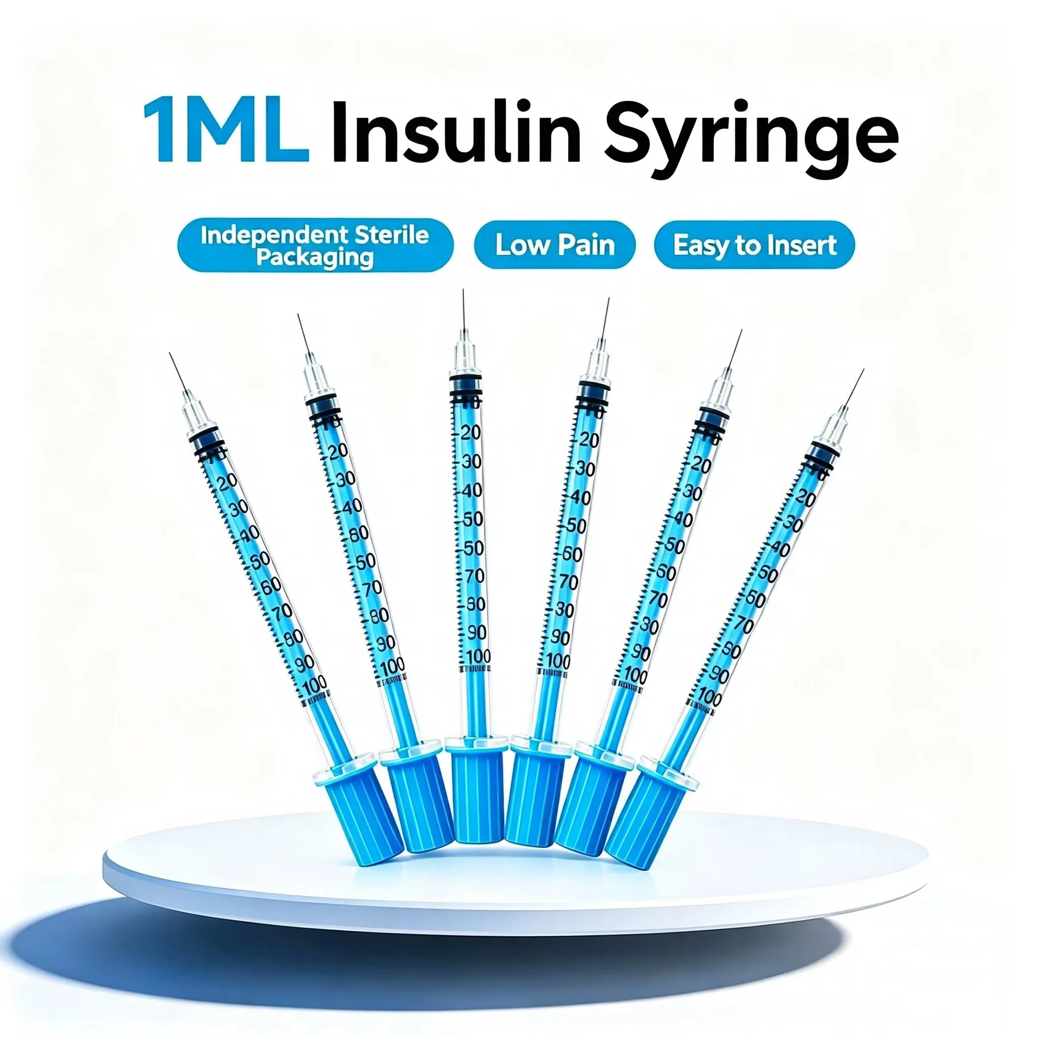 1Ml/31G Blue Laboratory Syringe, 8mm Specification, Individually Packaged for Veterinary and Laboratory Liquid Dispensing
