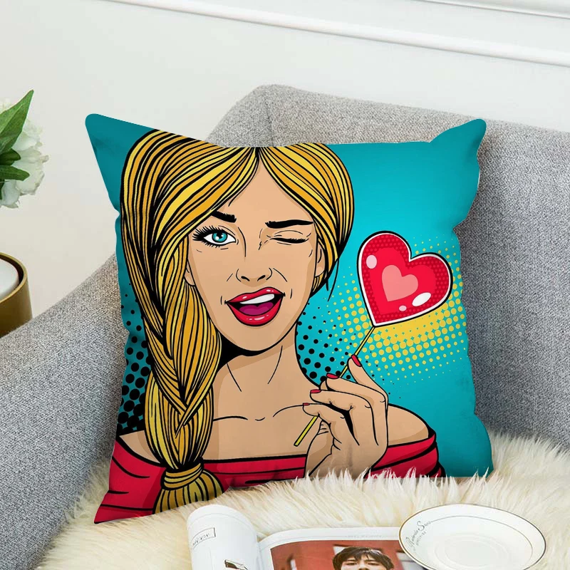 Pop Art Decorative Pillows For Bed Throw Pillow Covers Short Plush Pillowcase Cushion Cover Car Sofa