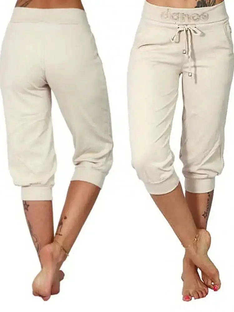 Casual mid-taille zeven-inch enkelbroek Street Sle hoge taille ort broek polyestervezel rechte pijpen slim fit zomer