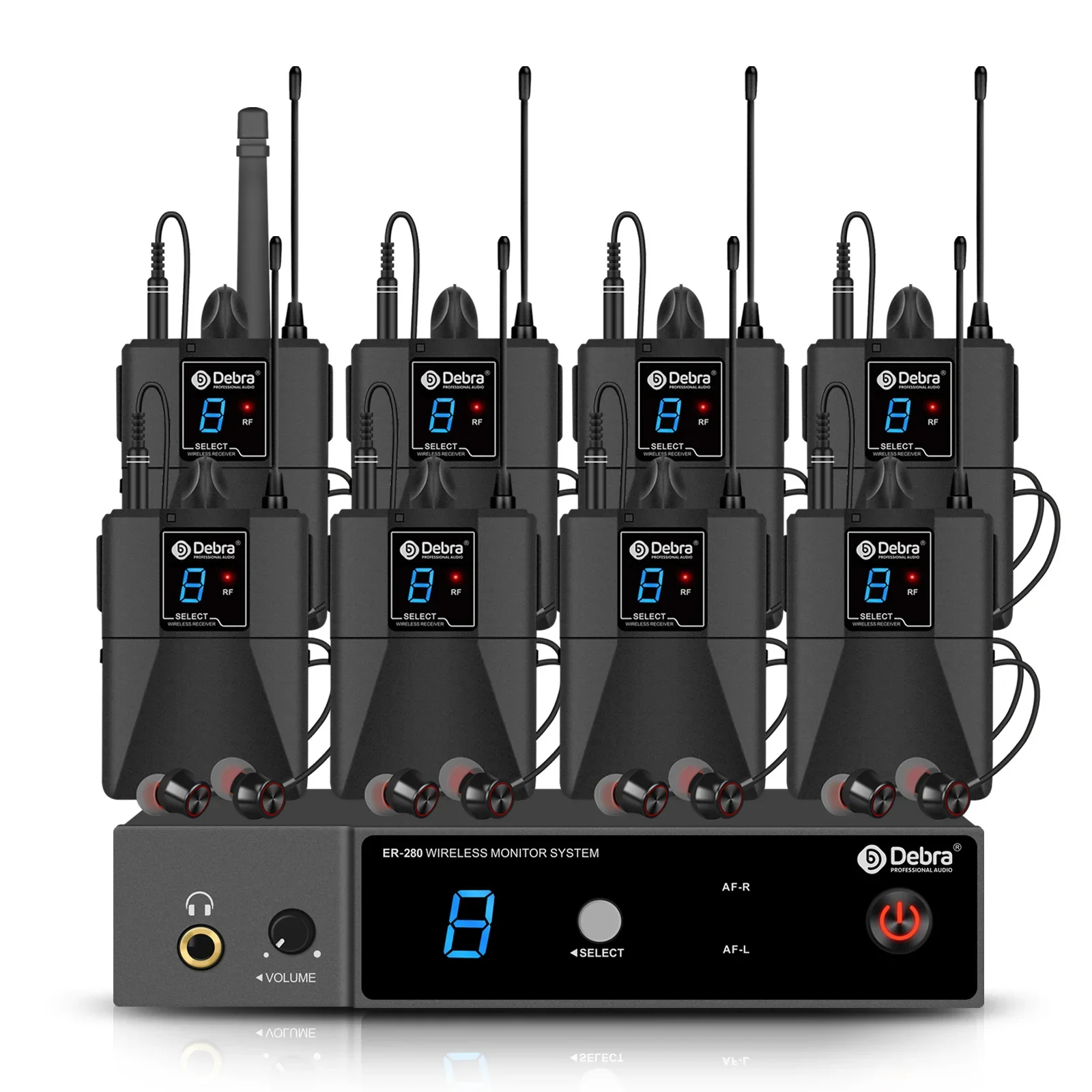 

Portable 8 Channel Professional In-ear Monitor Headphone Wireless System with XLR for Stage Singing Studio Recording