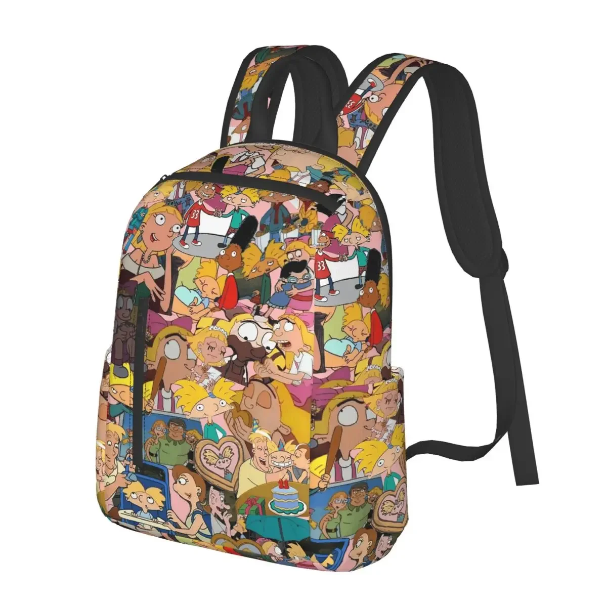 

Hey Arnold Cartoon Student Backpack School Bag Hiking Travel Daypack for Boys Girls Fashion Bookbag Shoulder Bags