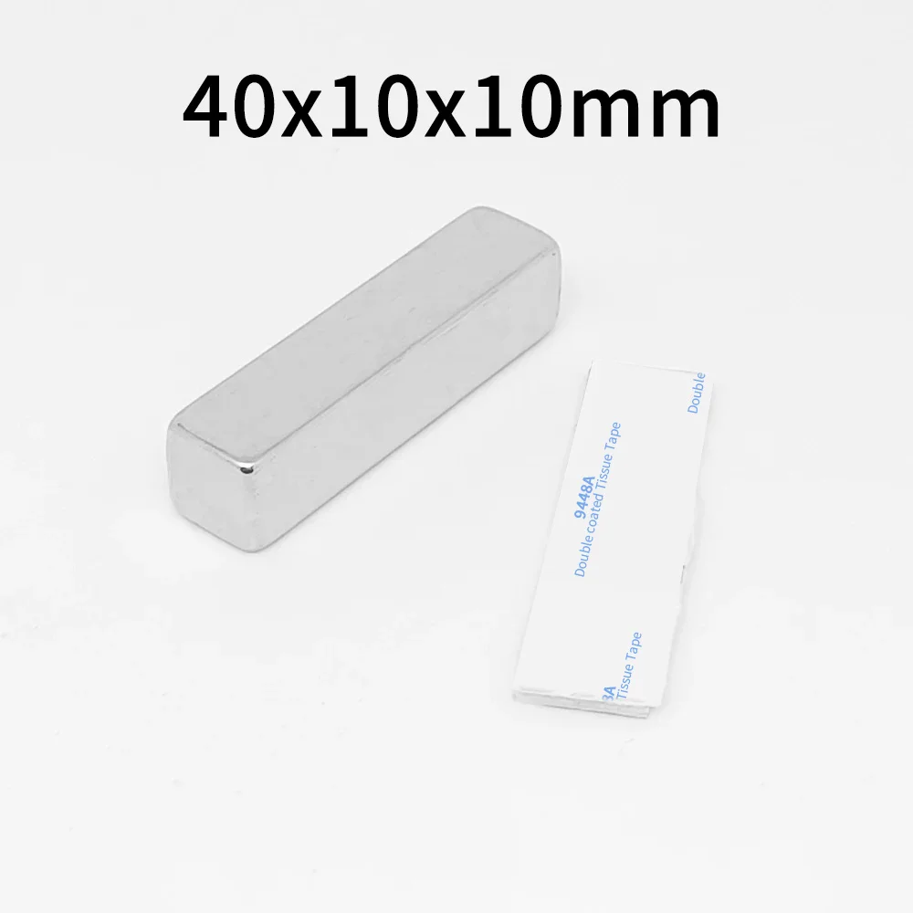 1/2/5/10/15PCS 40x10x10mm Thick Block Super Strong Magnetic Magnets With 3M Tape 40x10x10 Rare Earth Neodymium Magnet 40*10*10