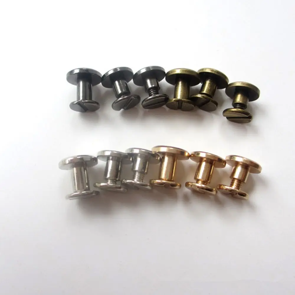 10 pz 5/6.5/8mm bagaglio artigianale in ottone chiodo bottone cinturino rivetti vite viti a testa tonda chiodo solido bullone in pelle artigianale